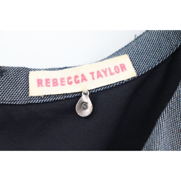 Rebecca Taylor Women's Size 6 Back Zip Cap Sleeve Floral Neck Sheath Dress Gray - Picture 4 of 14